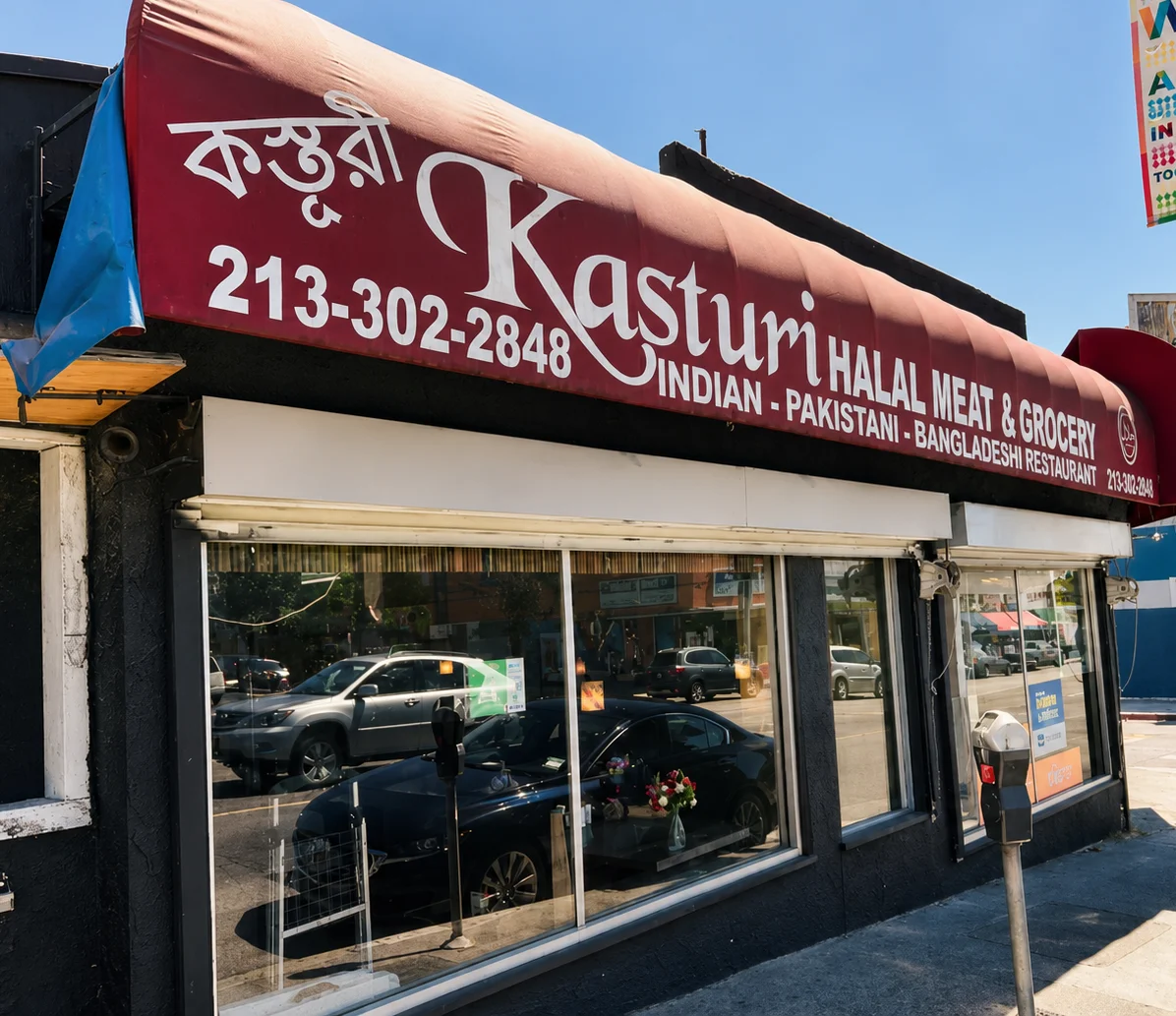 Exterior of Kasturi Halal Meat & Grocery, Indian-Pakistani restaurant