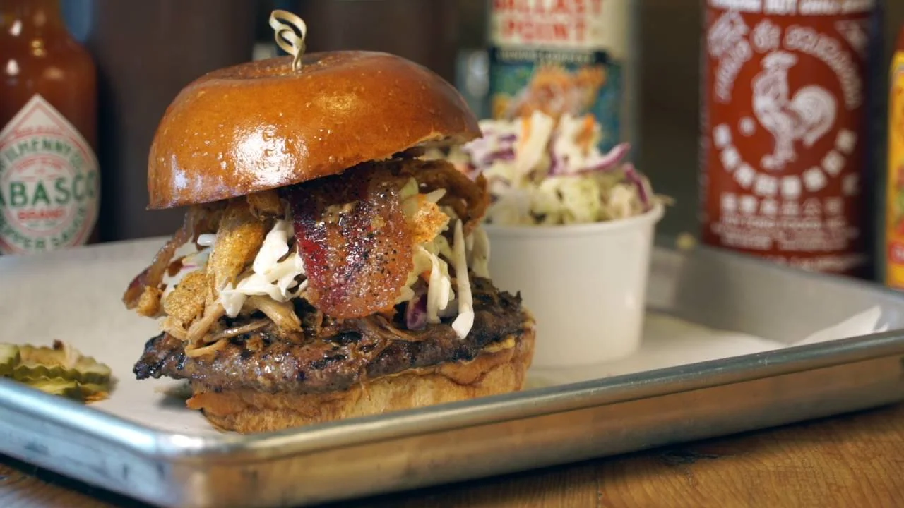 BBQ pulled pork sandwich with coleslaw