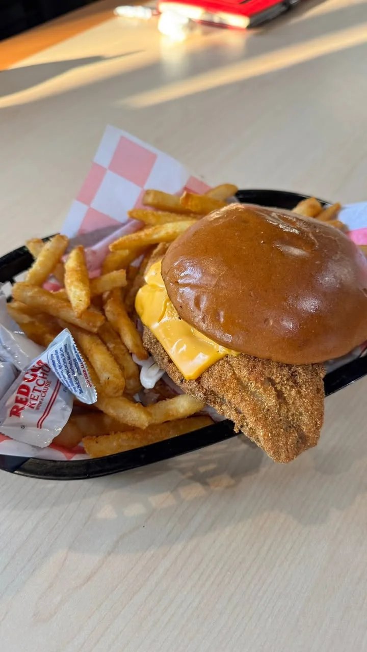 Southern fried catfish sandwich with fries