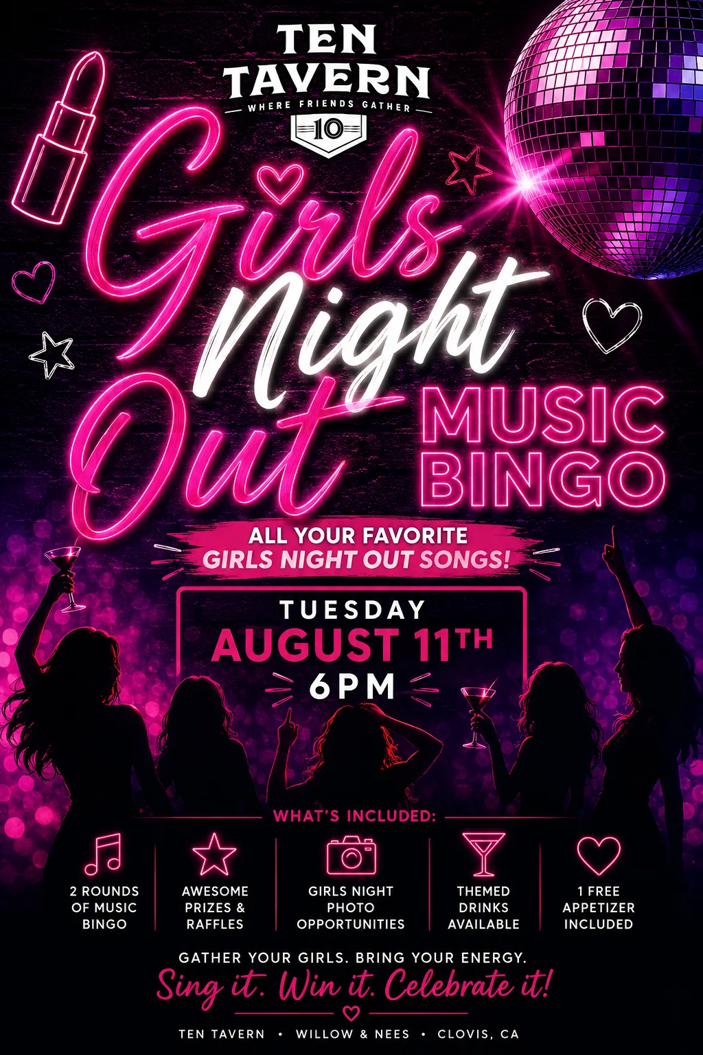 Girls Night Out Music Bingo