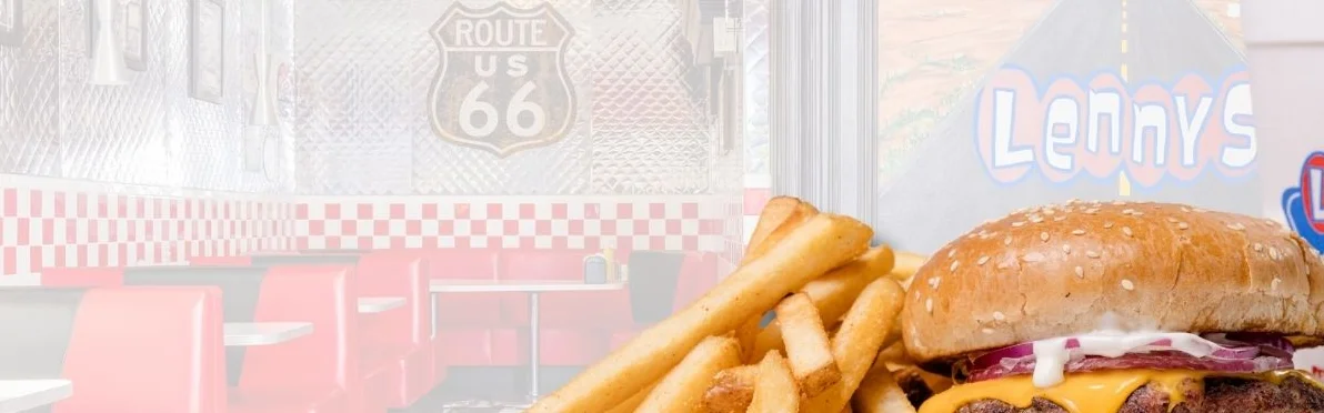 Classic American cheeseburger with fries in a retro diner setting
