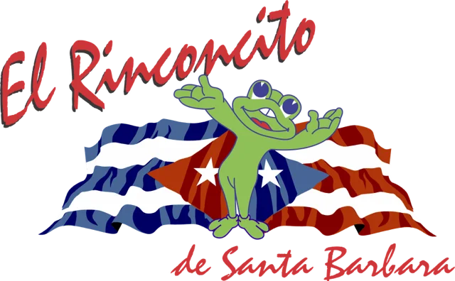 Logo of El Rinconcito de Santa Barbara featuring a cheerful frog and Cuban flags