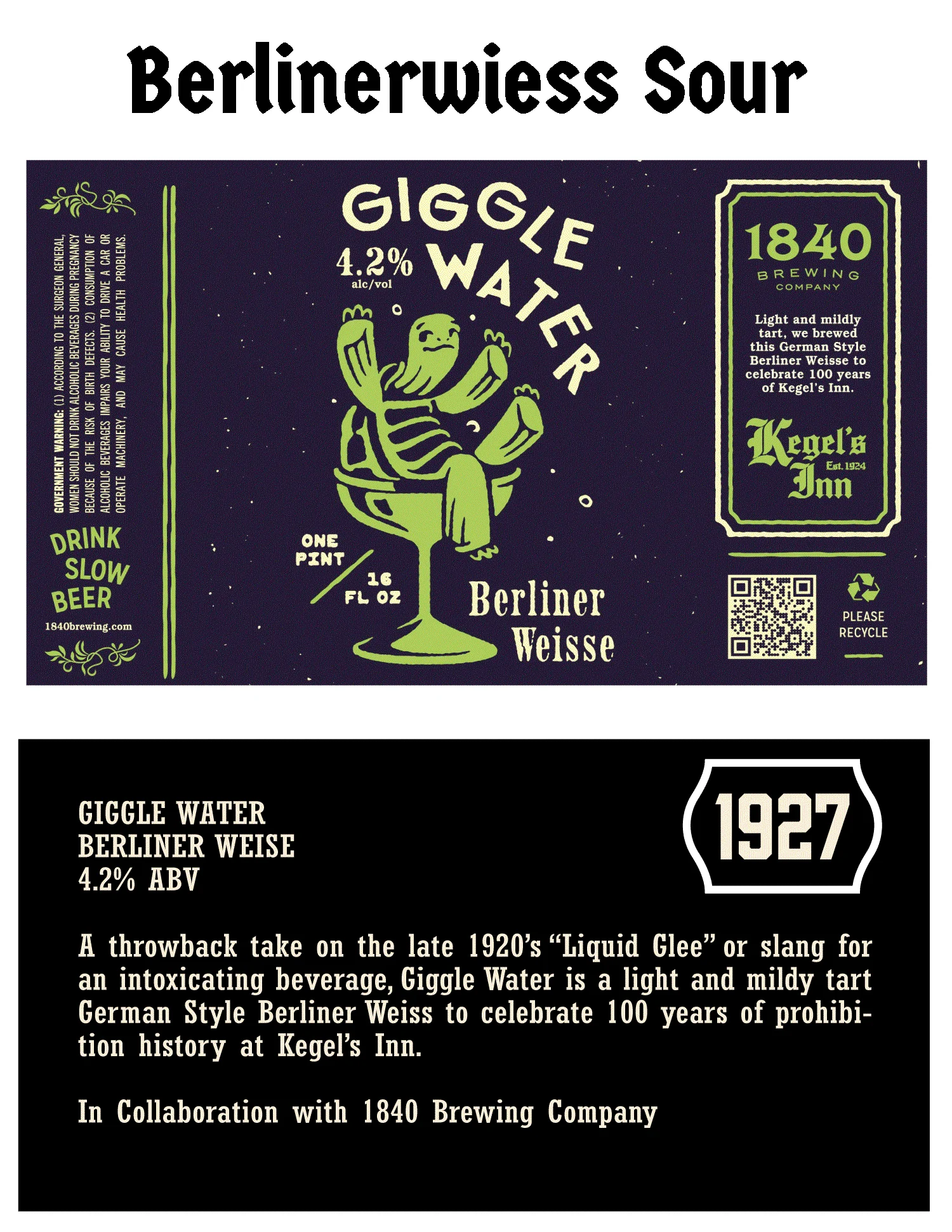 Berliner Weisse beer label featuring Giggle Water