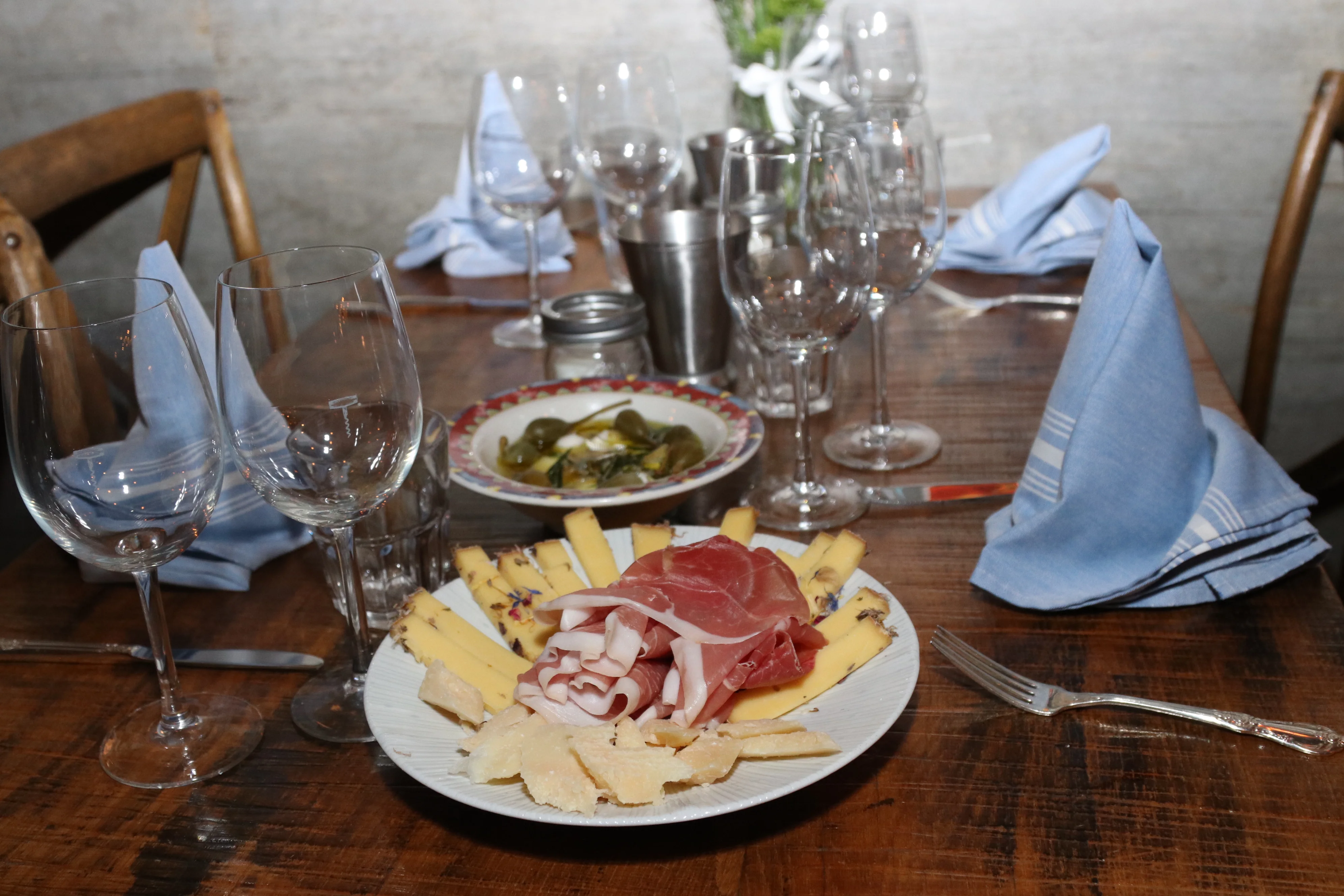 Italian antipasto platter with cured meats and cheeses