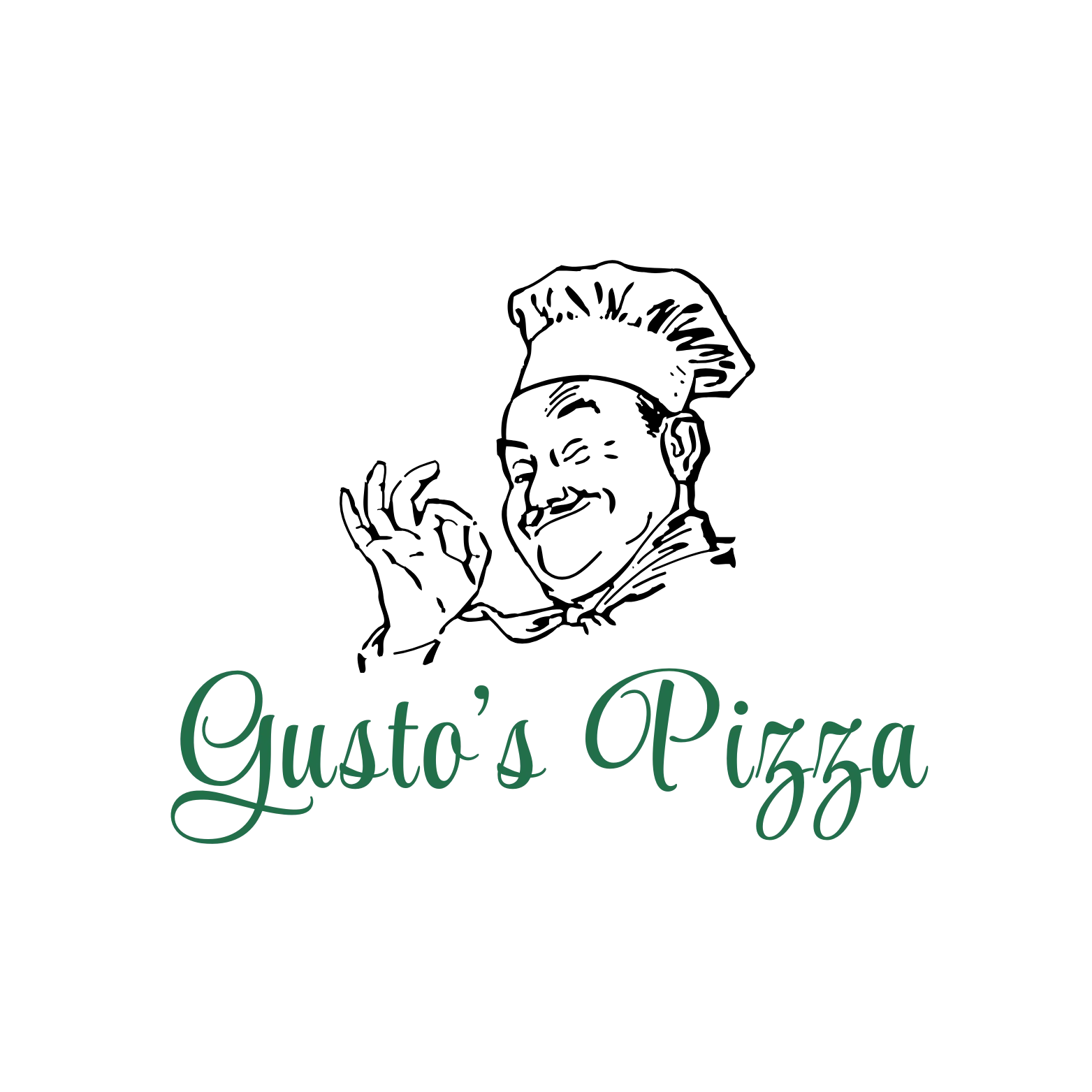 Gusto's Pizza logo featuring elegant typography