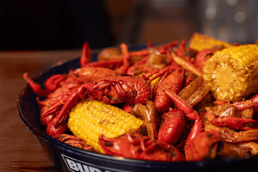 Platter of Crawfish and Corn