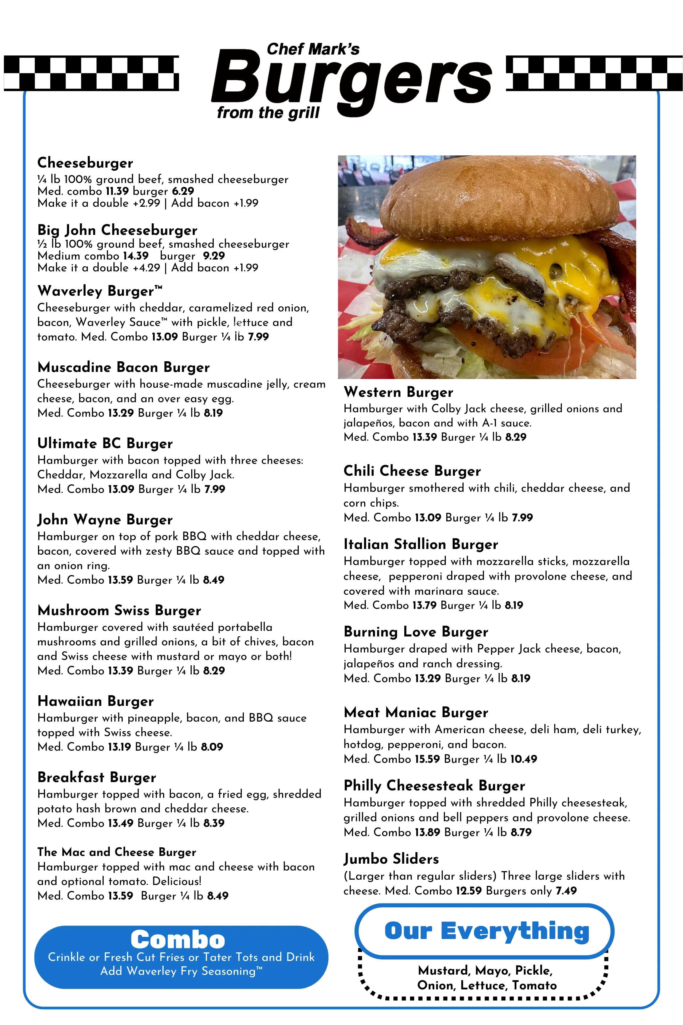 Delicious gourmet burger with fresh toppings on a wooden table
