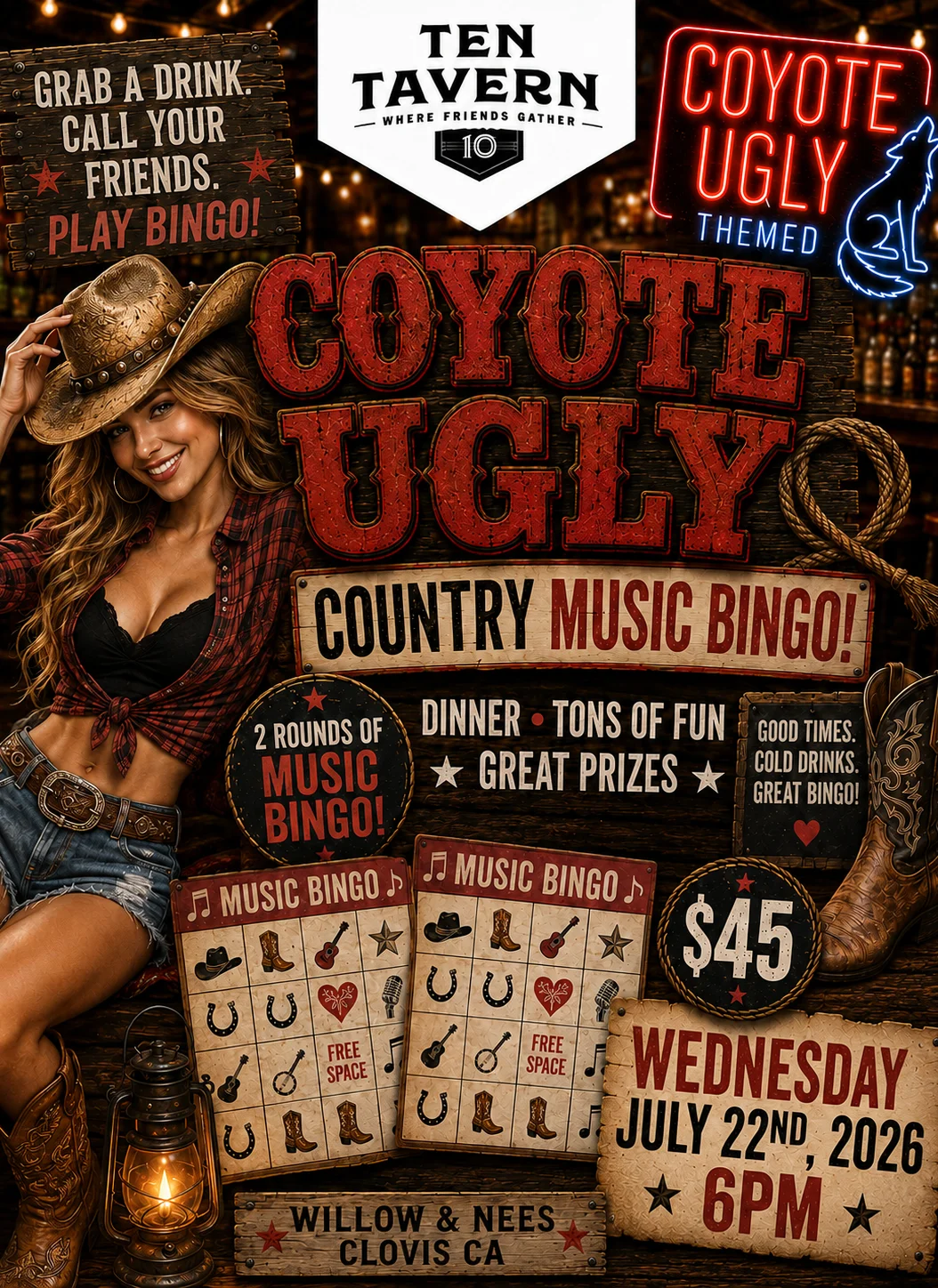 Coyote Ugly Themed Bingo Dinner