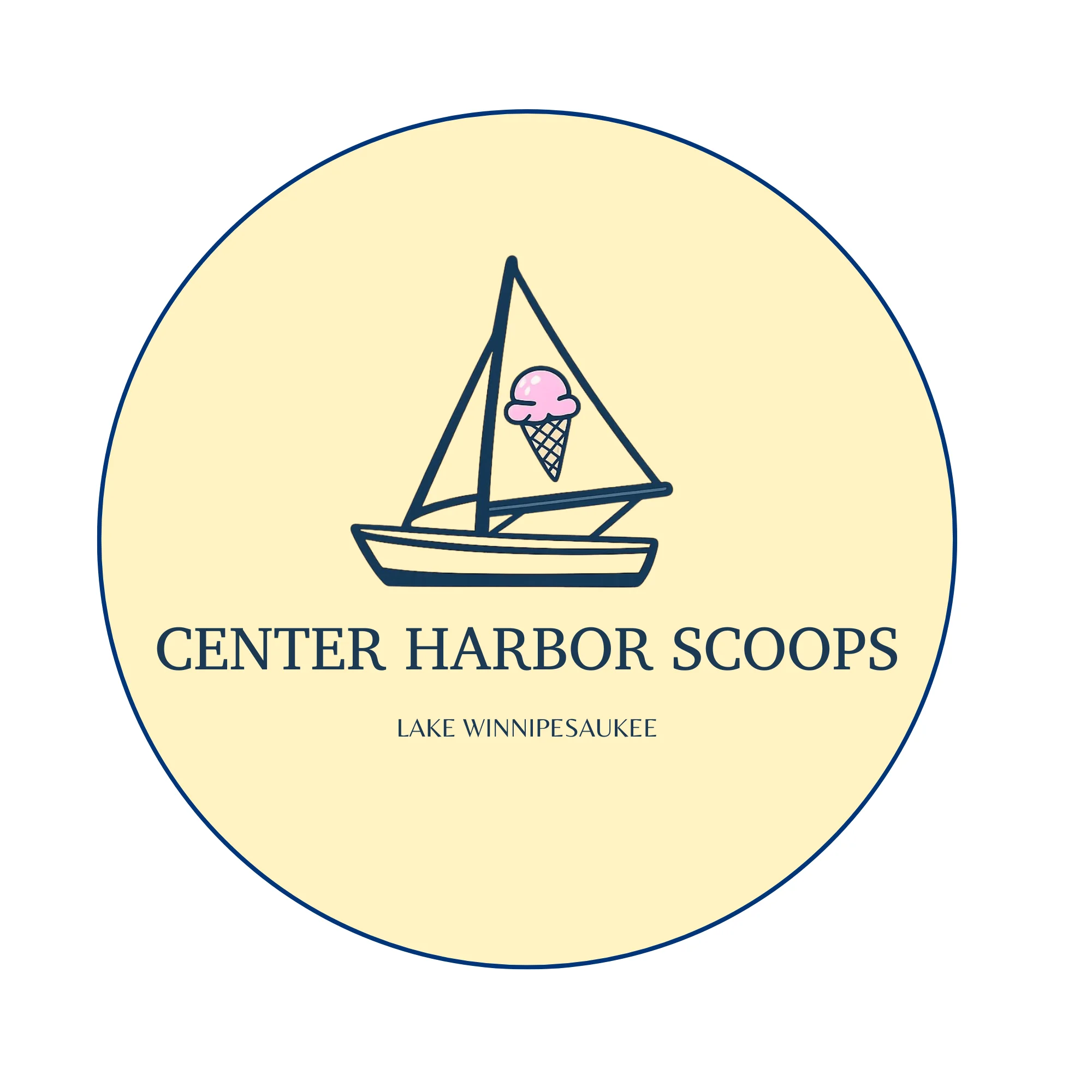 Logo of Pink and Blue Circle Ice Cream featuring colorful circles.