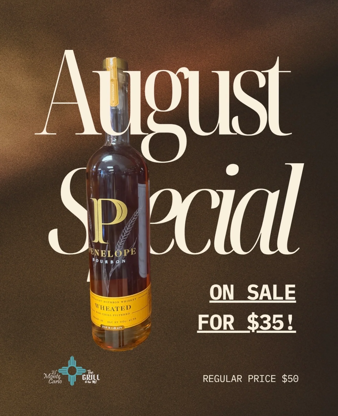 Penelope Bourbon whiskey on sale for August special