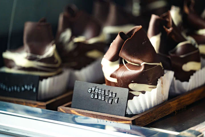 Artisan chocolate candies elegantly displayed