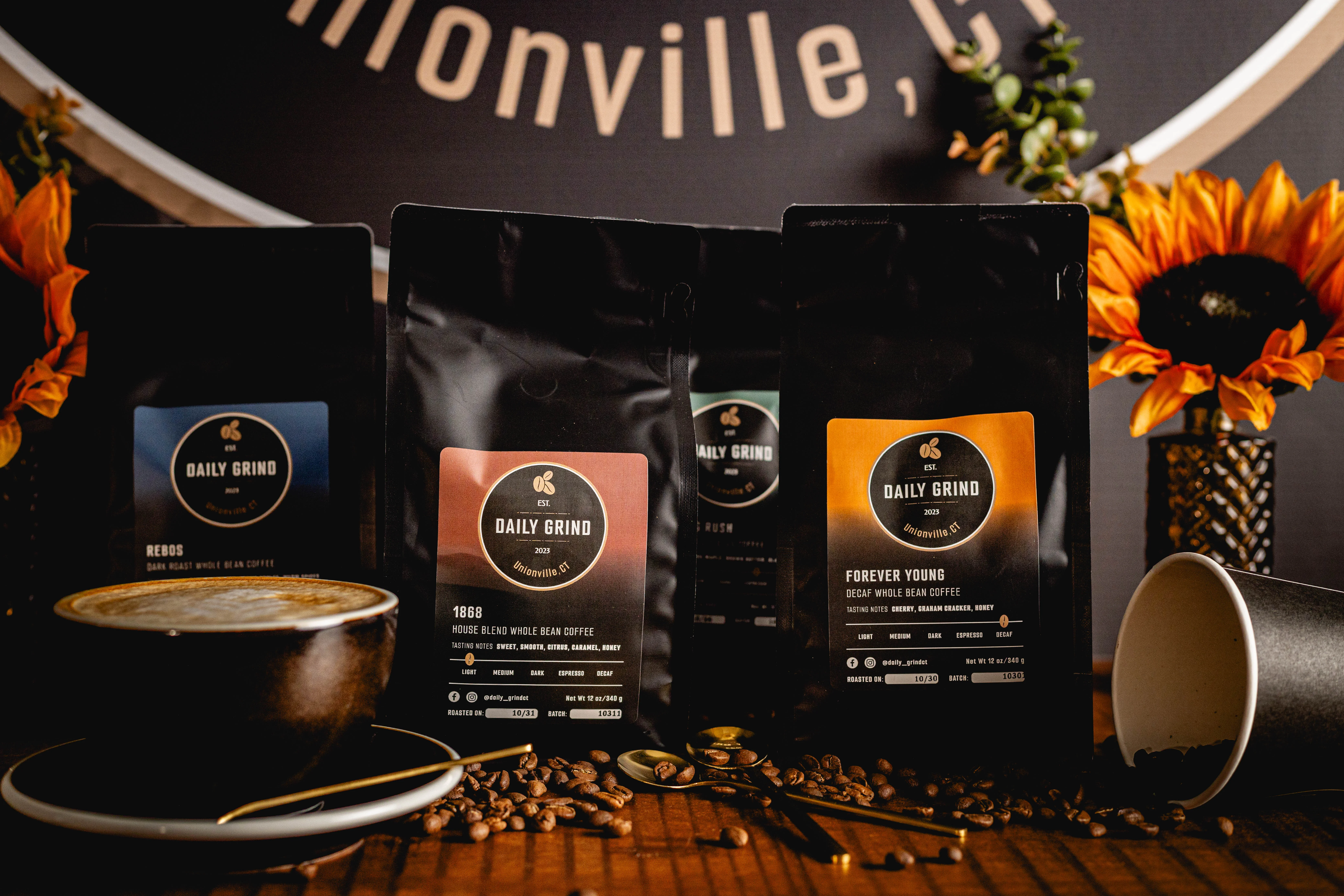 Artisan coffee blends from Daily Grind in Unionville, CT