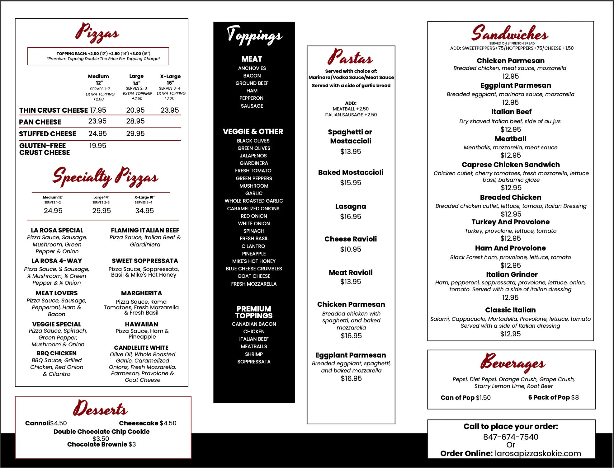 Screenshot of a restaurant menu showcasing various dishes and prices.