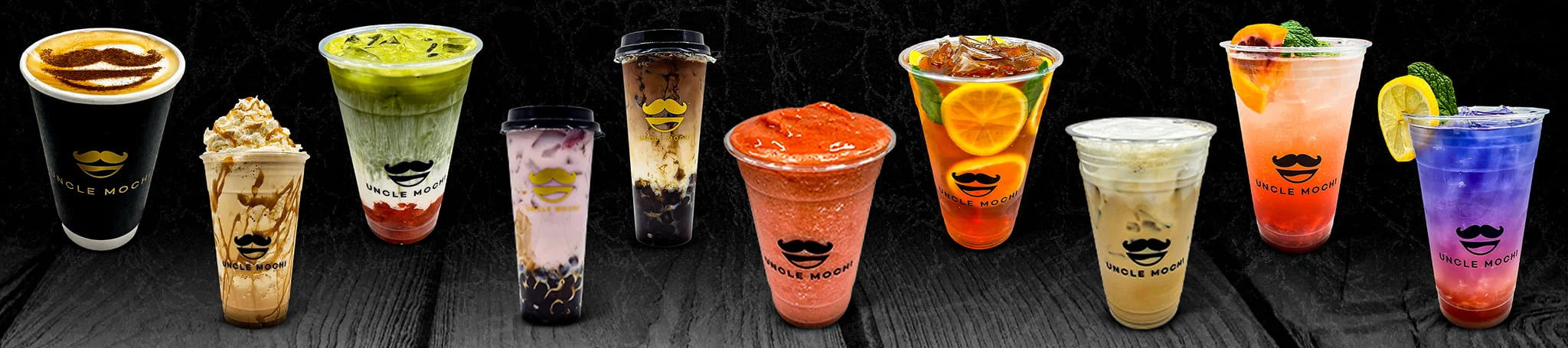 Variety of colorful drinks from Uncle Mochi