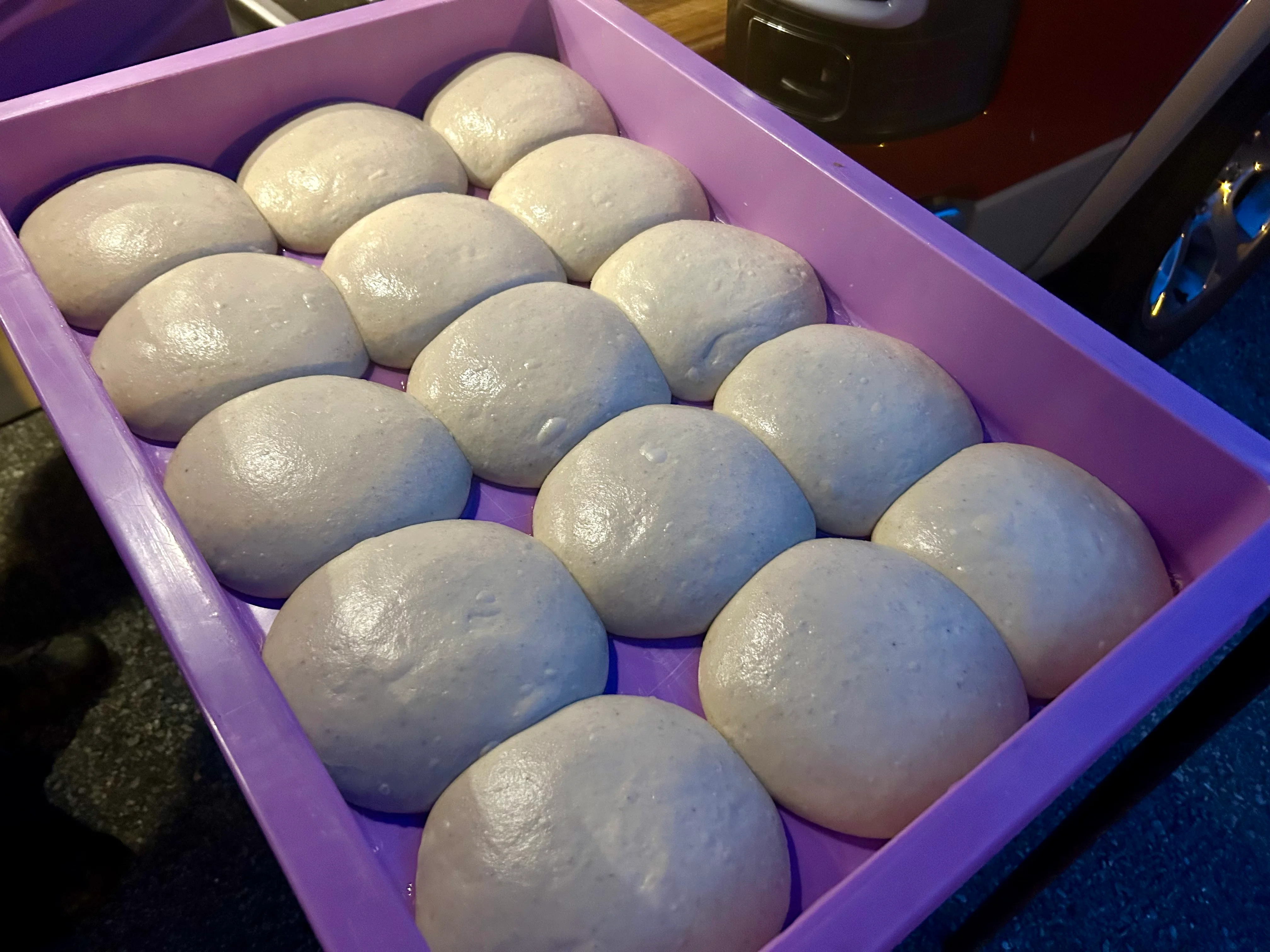 Steamed bao buns ready for cooking