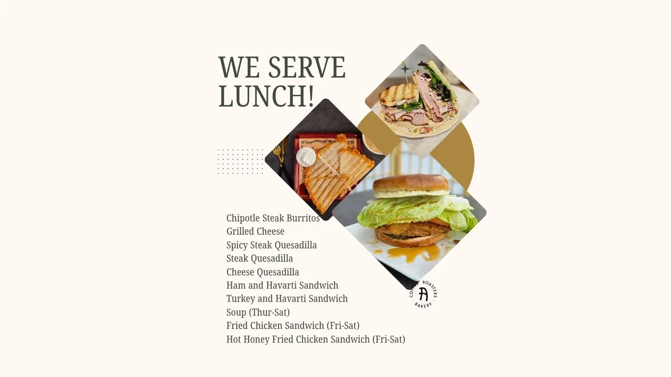 Lunch menu featuring grilled cheese and sandwiches
