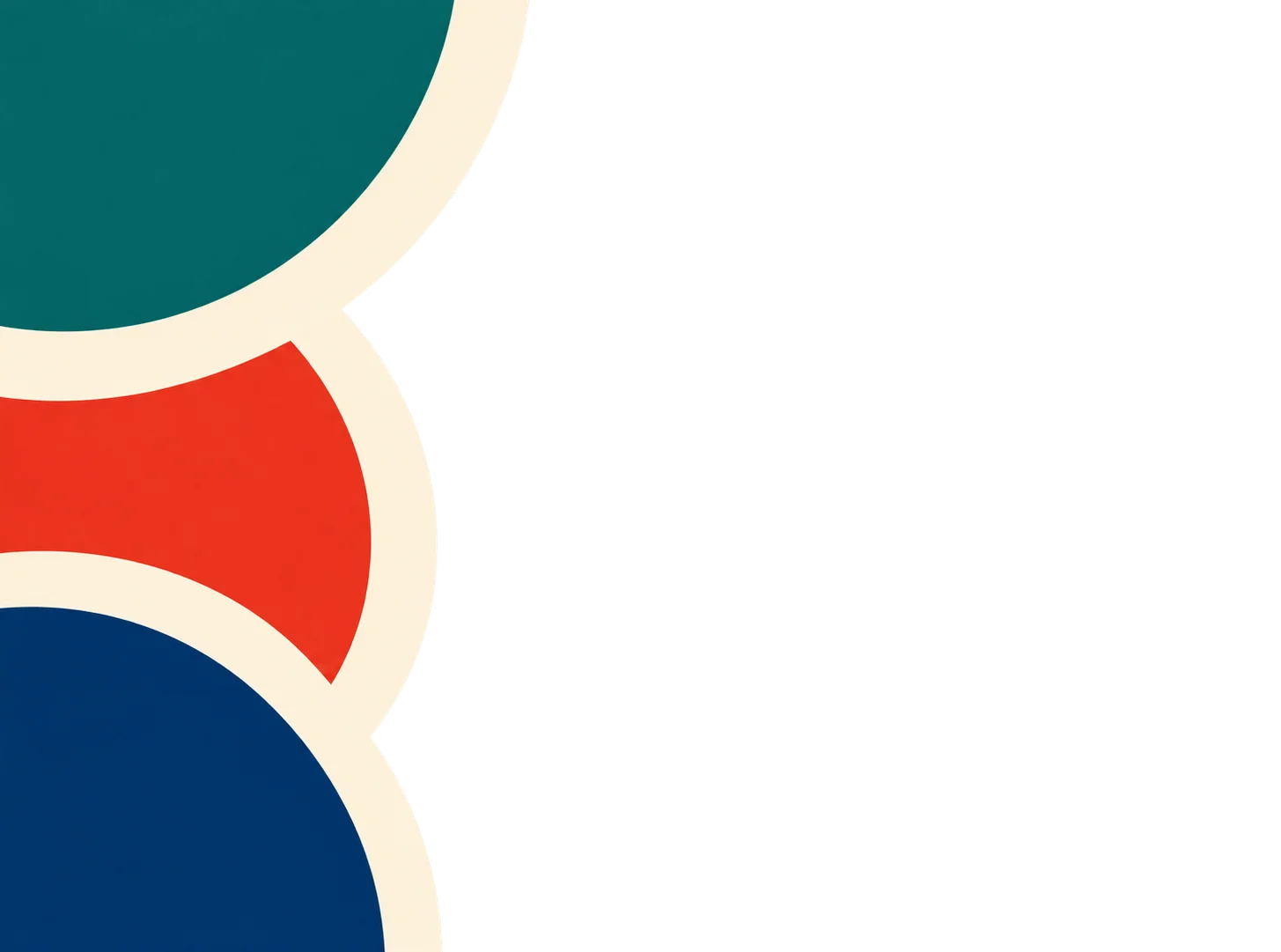 Abstract geometric restaurant branding graphic in teal, red, navy, and cream