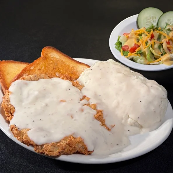 Homemade Chicken Fried Steak smothered in cream gravy