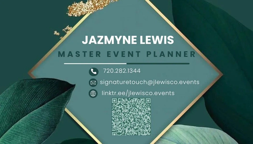 Elegant business card for an event planner with floral design