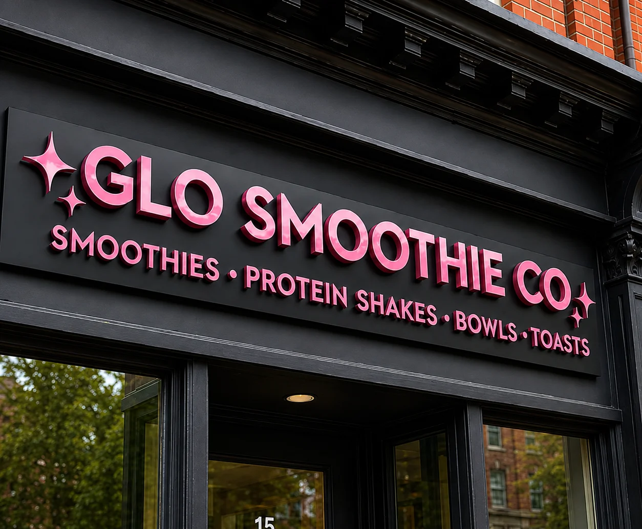 Exterior of Glo Smoothie Co. showcasing smoothie offerings