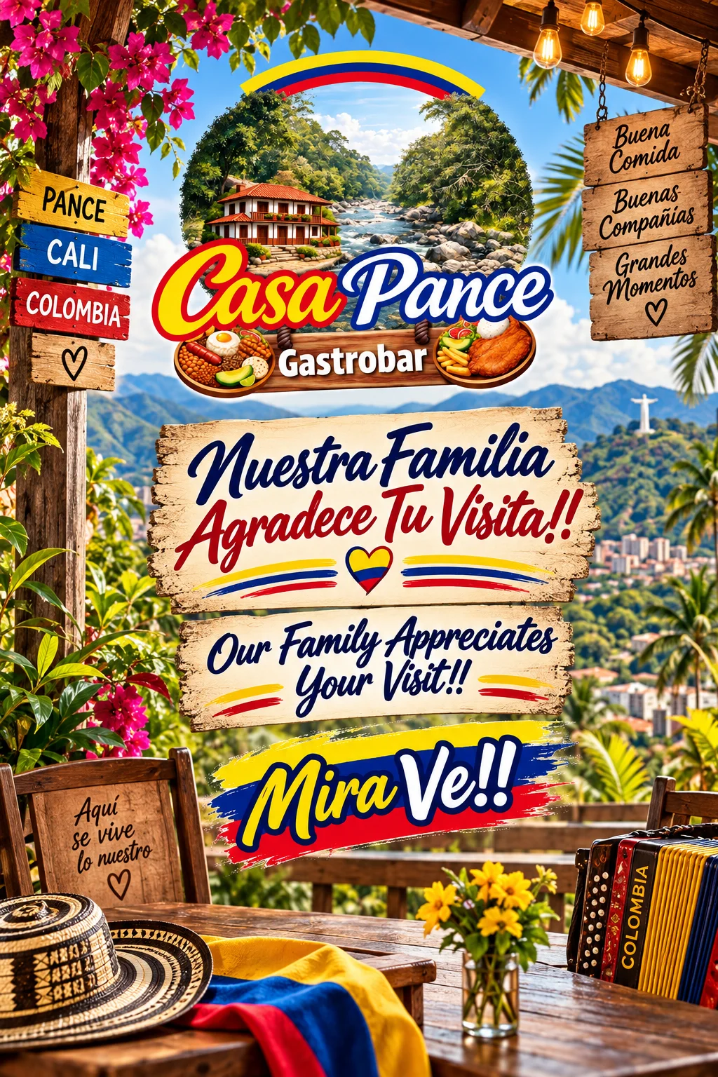 Colorful restaurant sign for Casa Pance Gastrobars in Stone Park, IL
