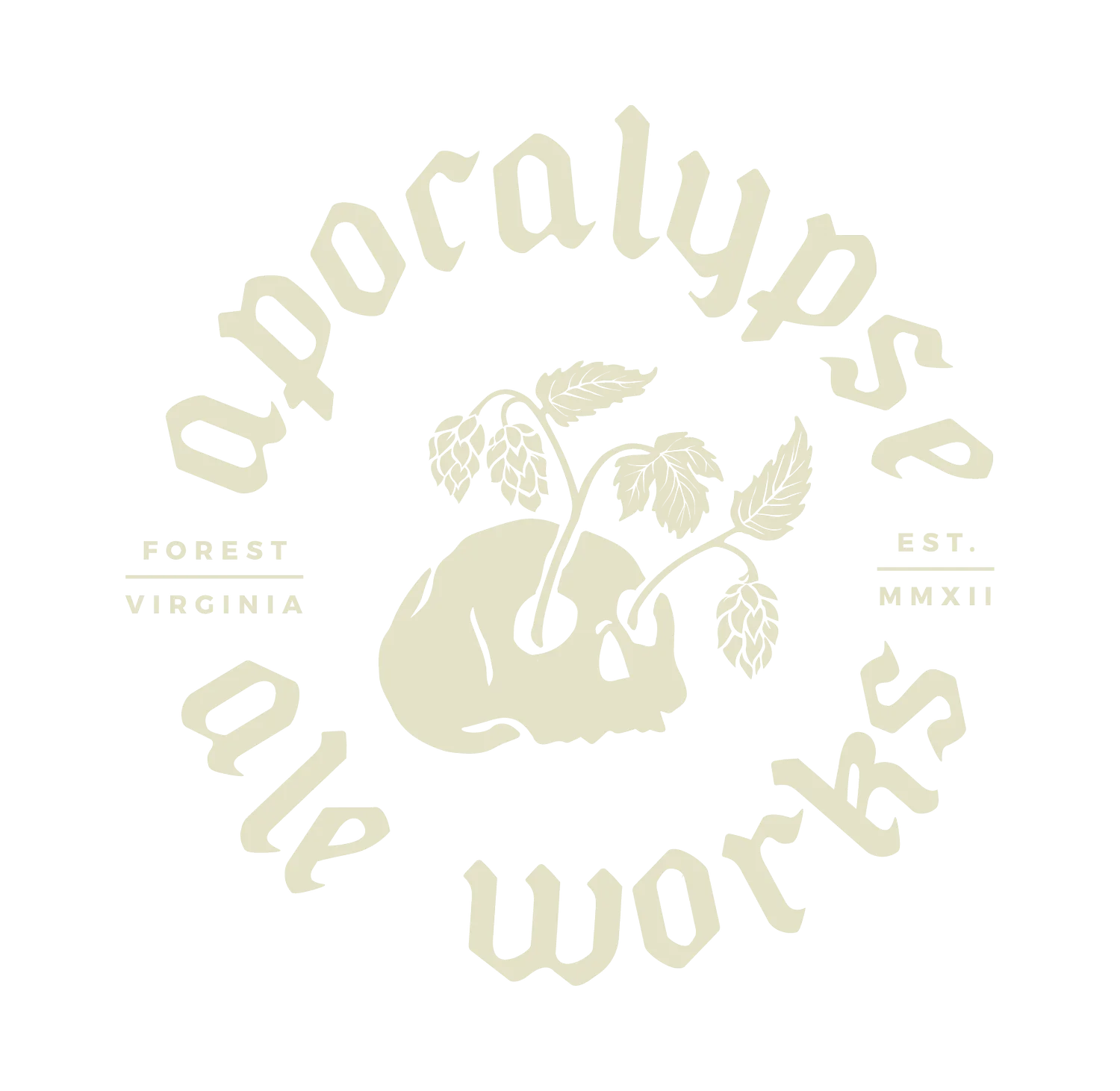 Apocalypse Ale Works logo featuring hops and a skull