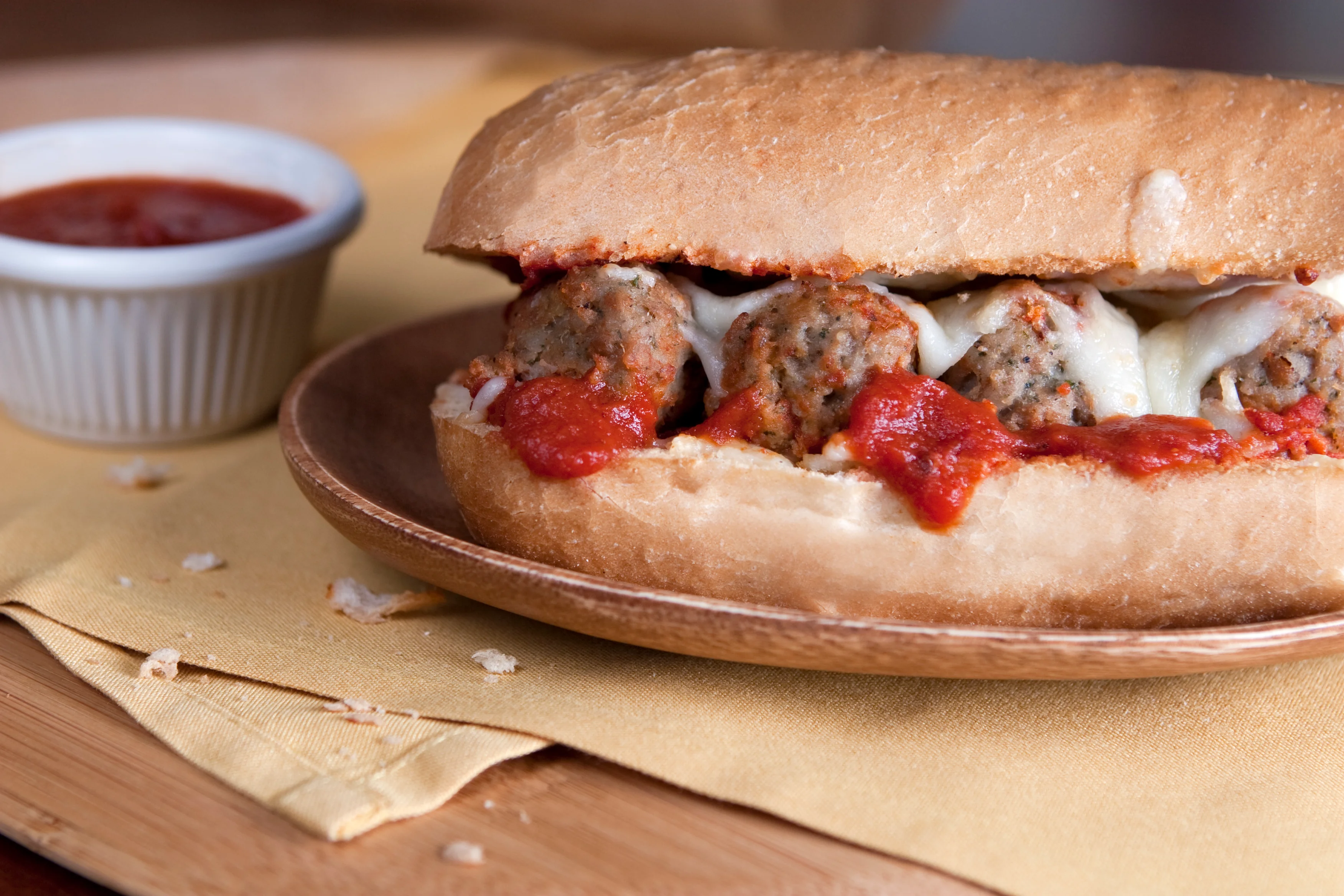 Delicious hot sandwich with melted cheese and fresh ingredients