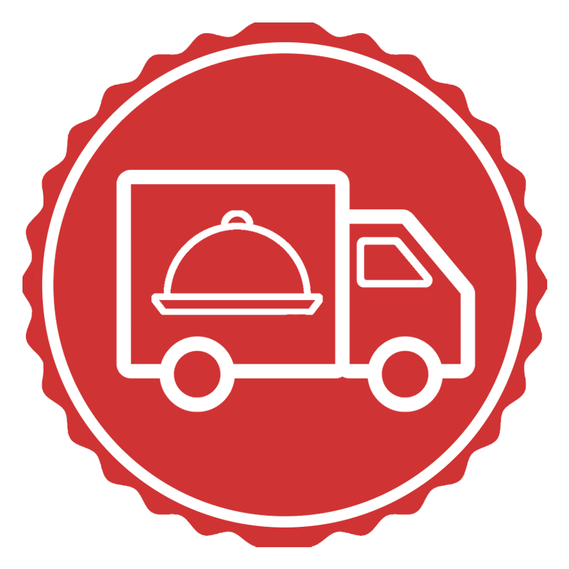 Vibrant red background with a circular design