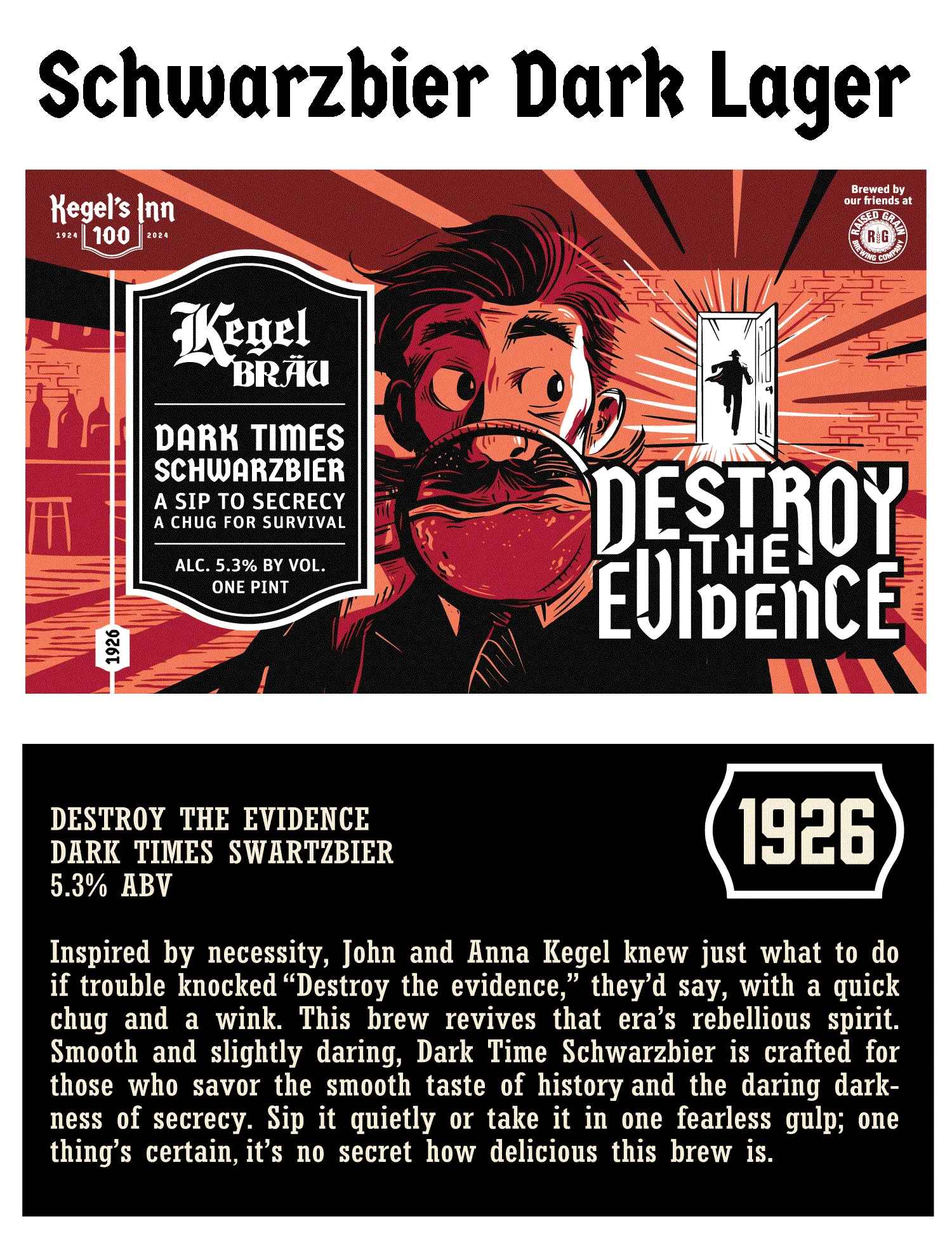 Label for Kegel Bräu's Dark Times Schwarzbier beer
