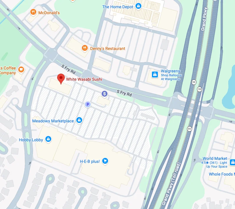 Map showing location of White Wasabi Sushi restaurant