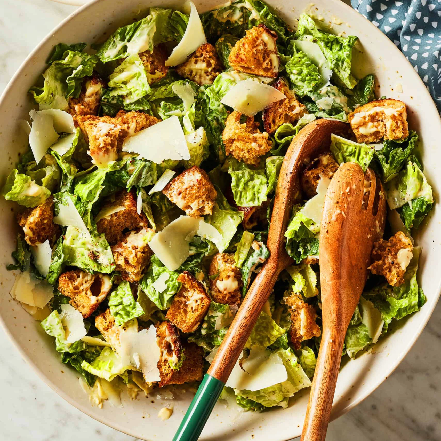 Classic Caesar salad with croutons and parmesan cheese