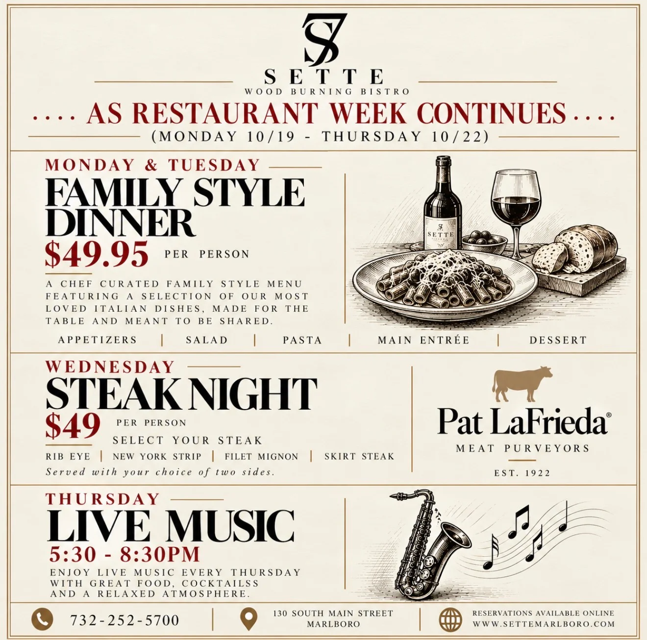 Elegant Italian tasting menu featuring antipasti, pasta, and entrées