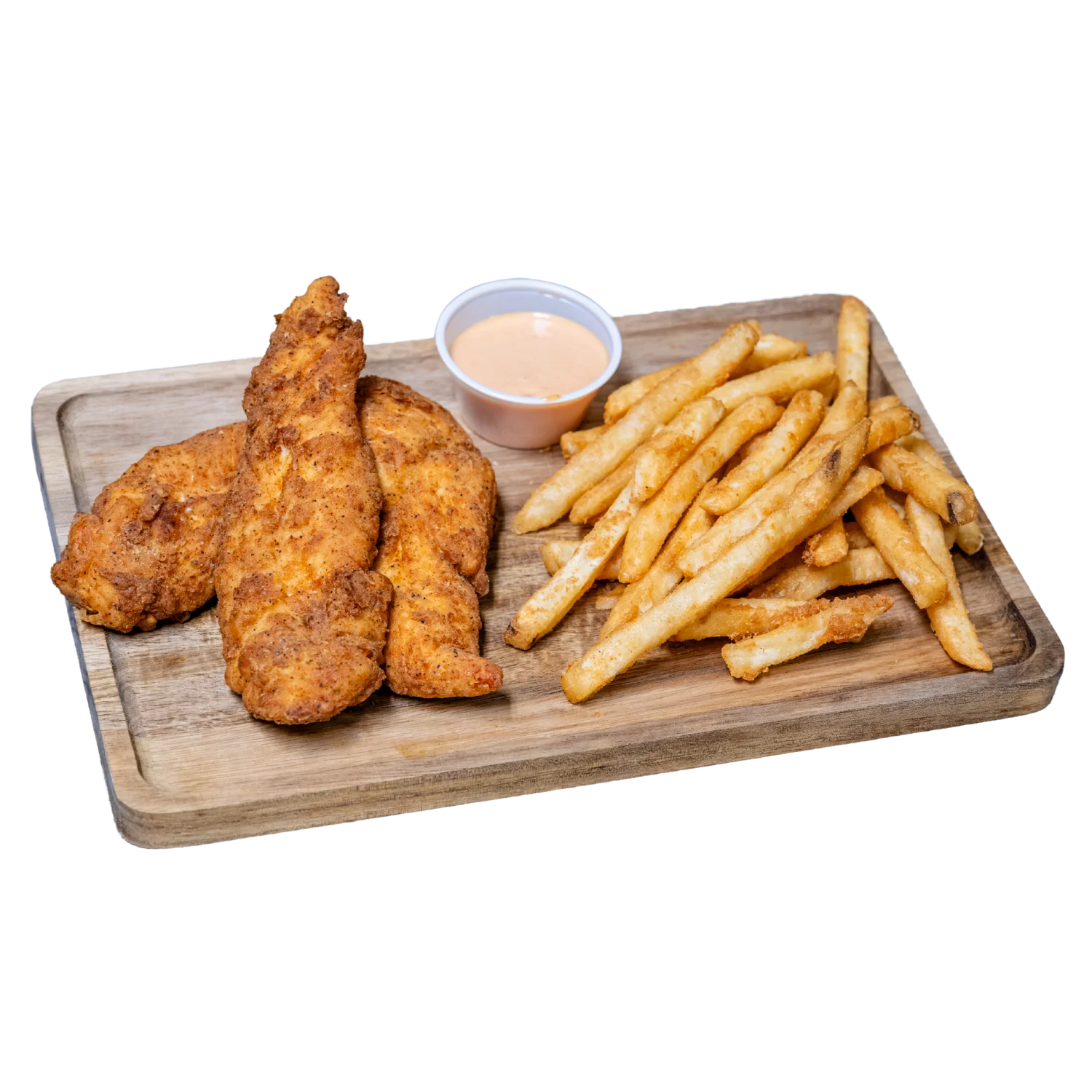 Southern fried chicken tenders with fries