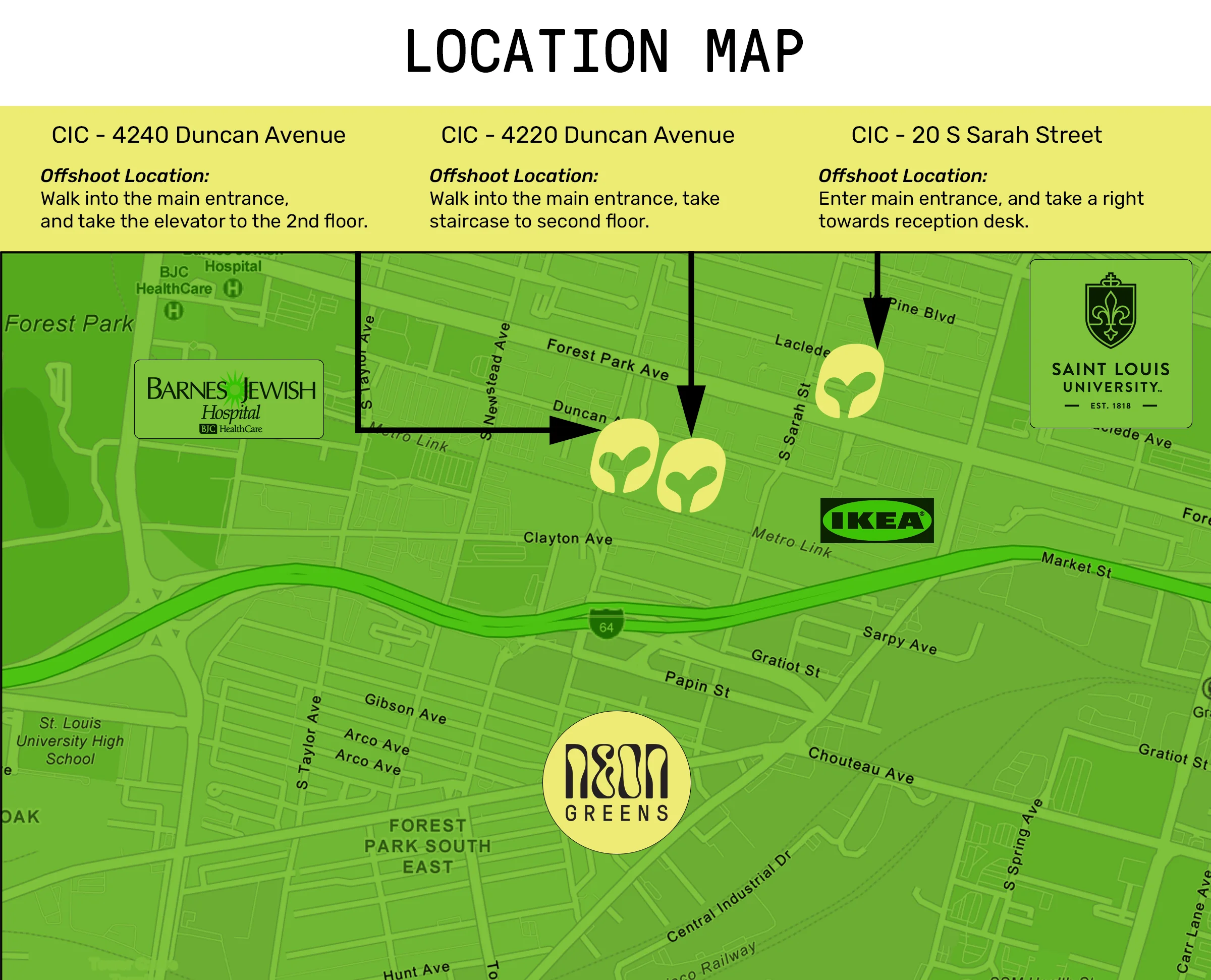 Location map for CIC offices in St. Louis with directions