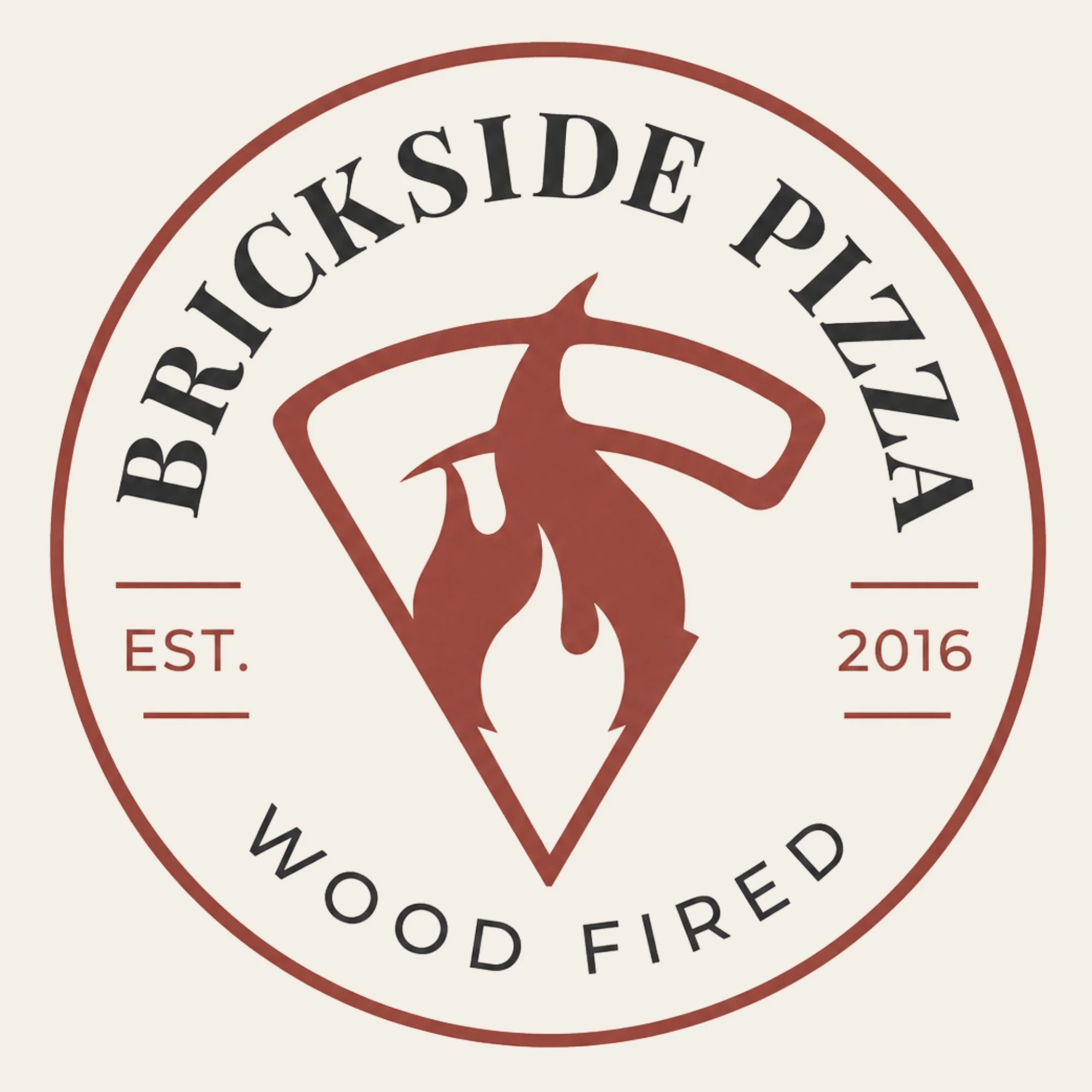 Brickside Pizza logo featuring wood-fired design