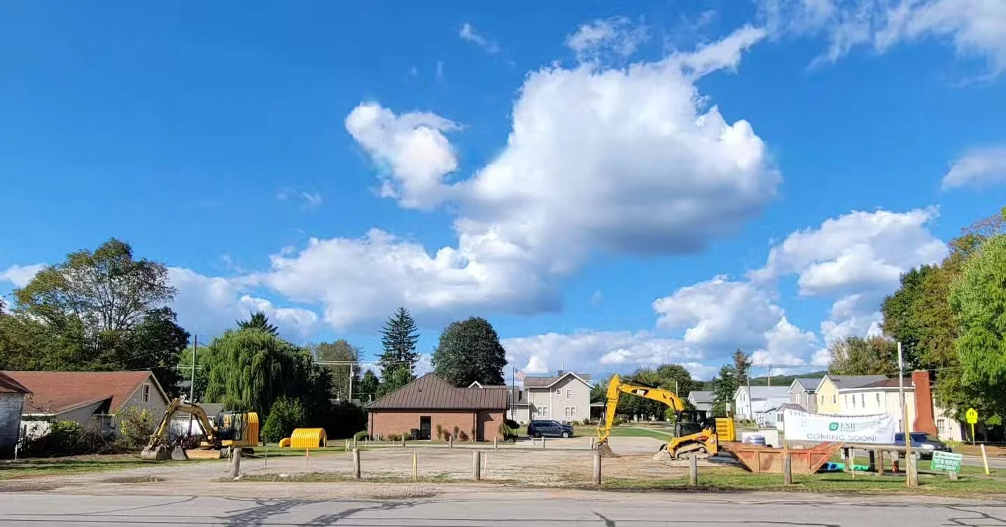 Construction site with machinery and blue sky