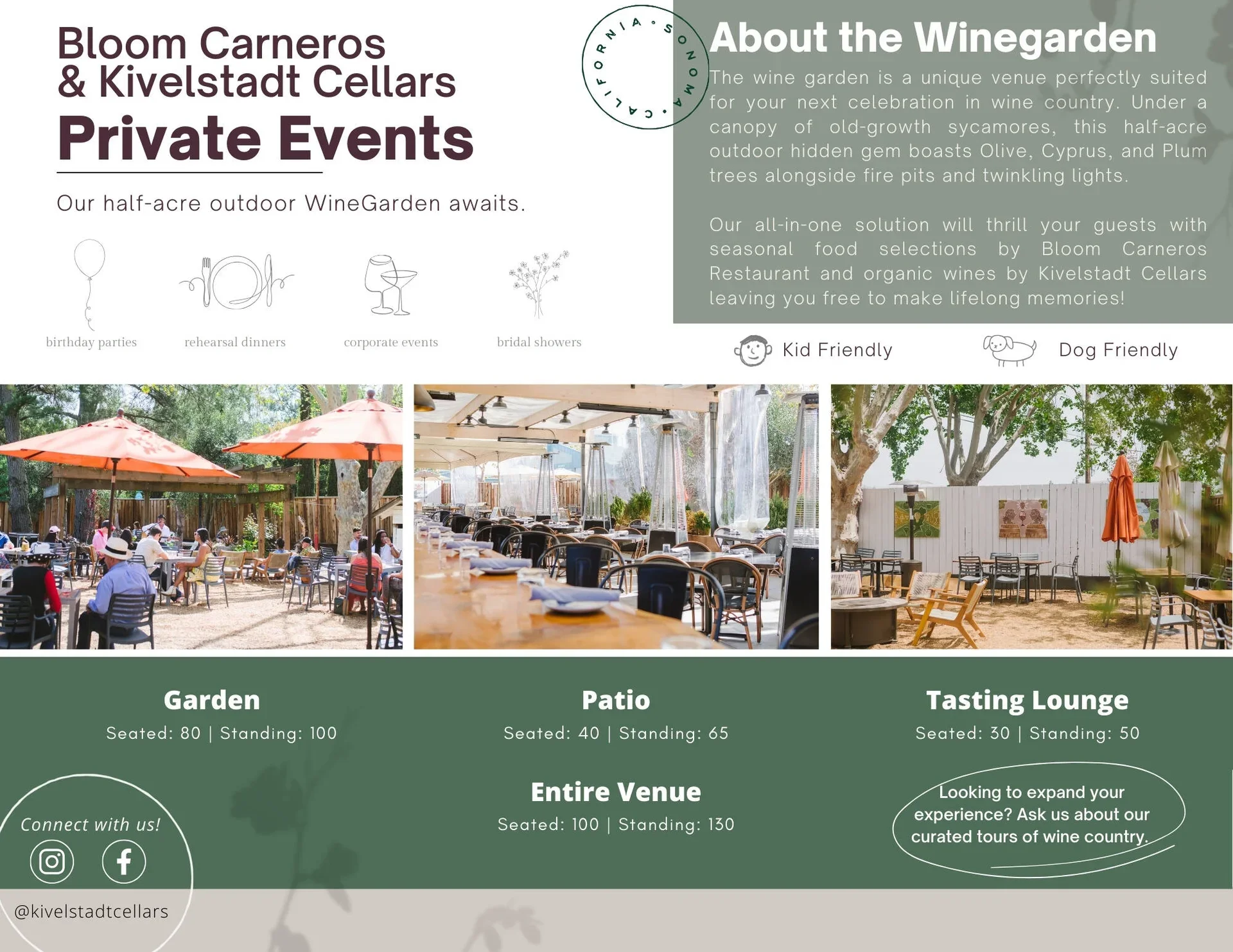 Outdoor wine garden venue for private events
