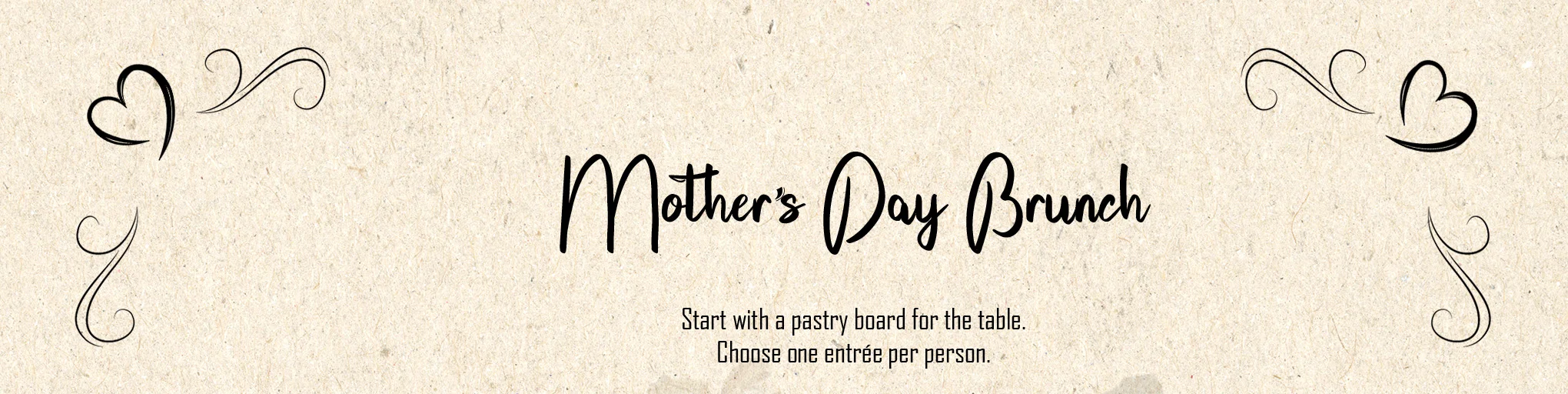 Mother's Day brunch menu featuring diverse dishes