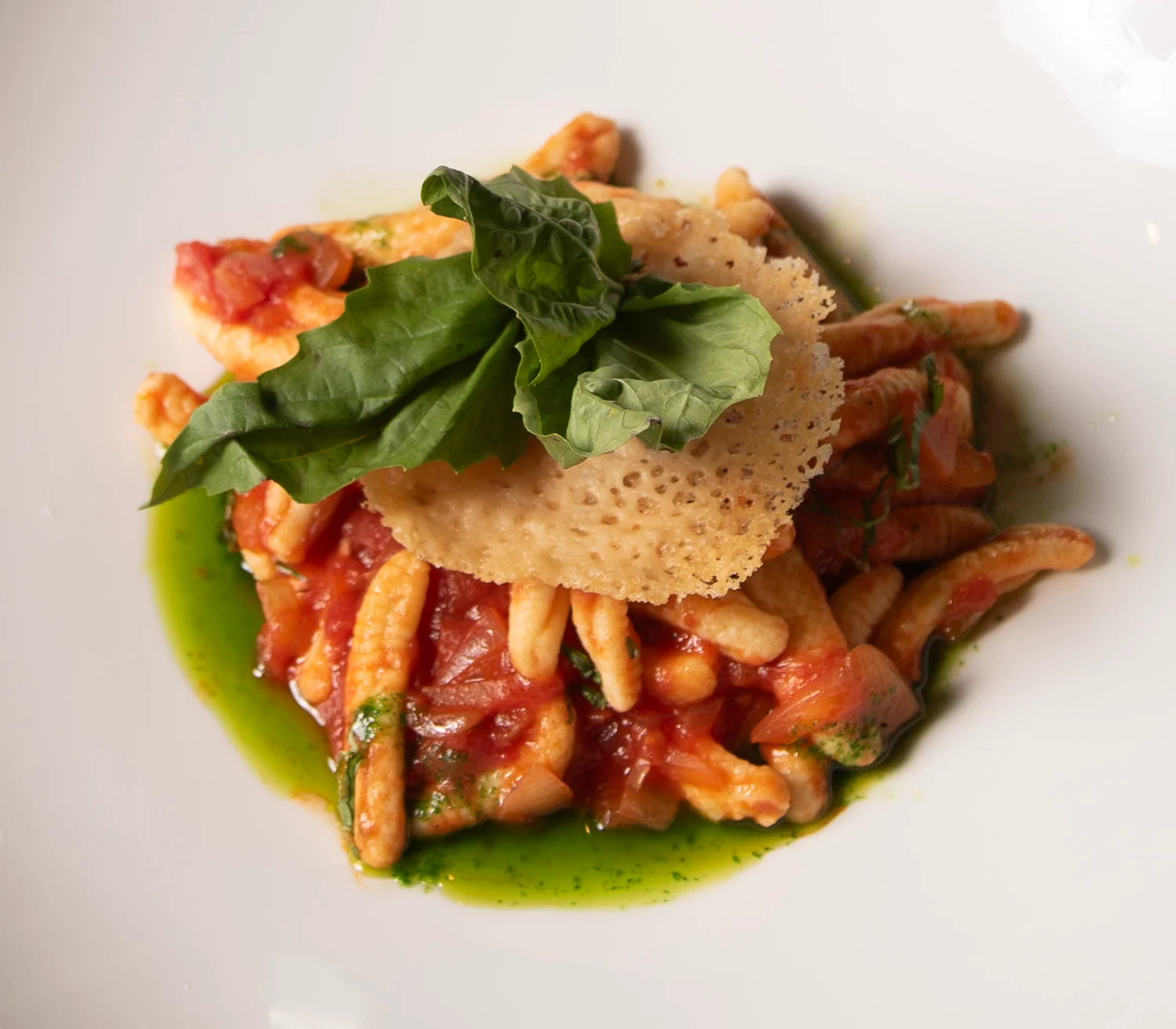 A closeup of a pasta dish