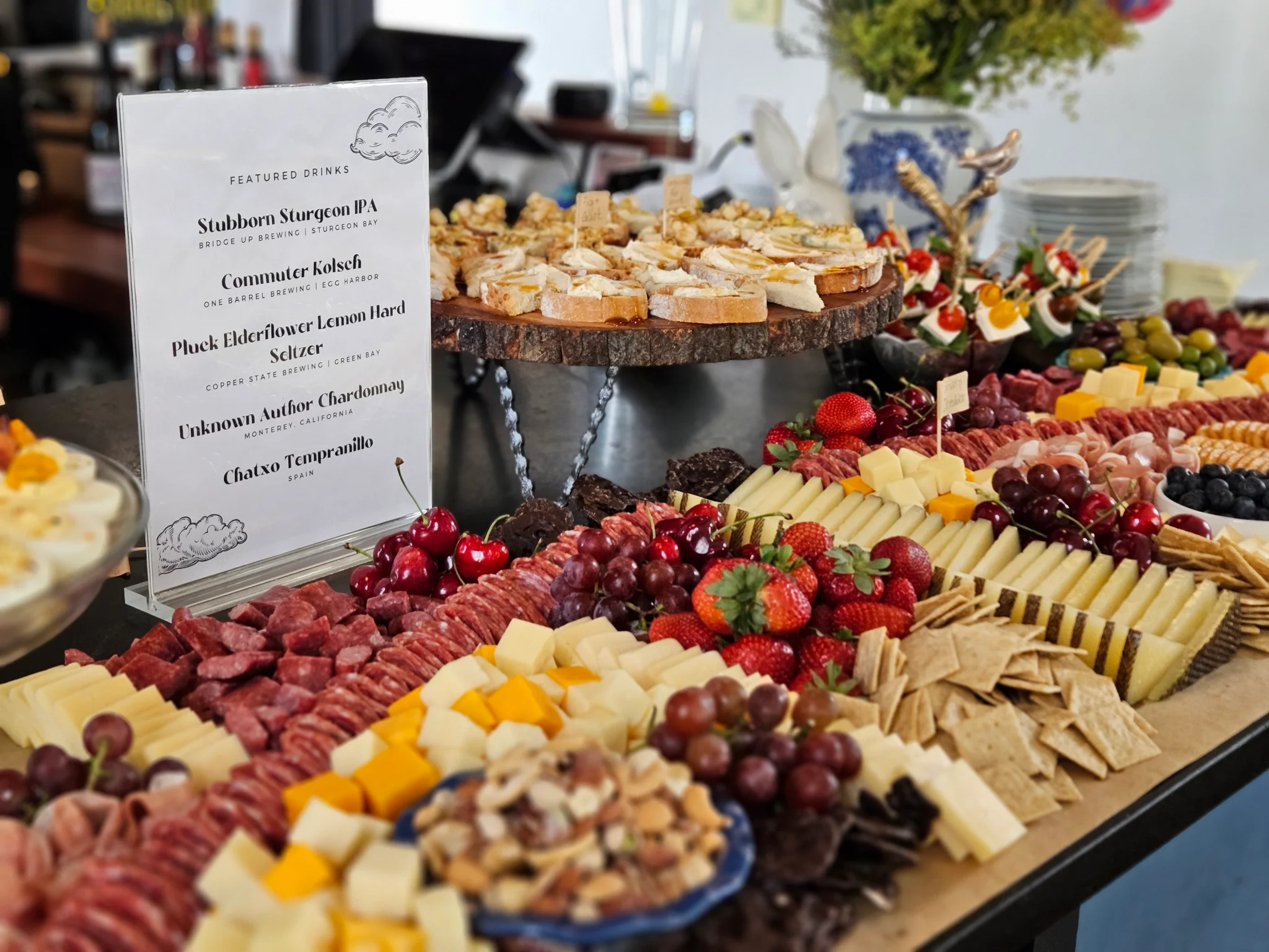 Artisan charcuterie board with assorted cheeses and meats