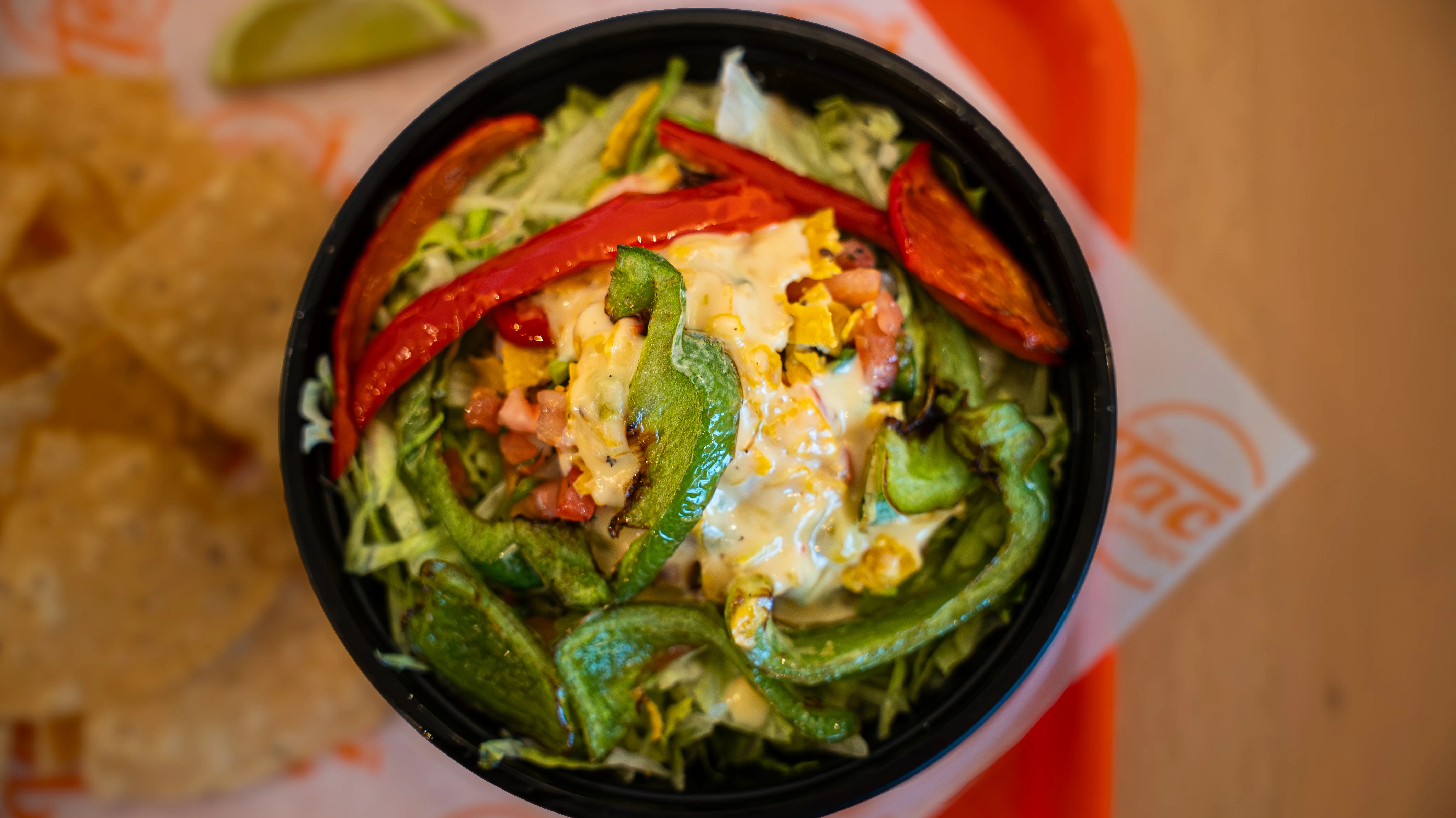 Colorful Mexican salad bowl with fresh vegetables