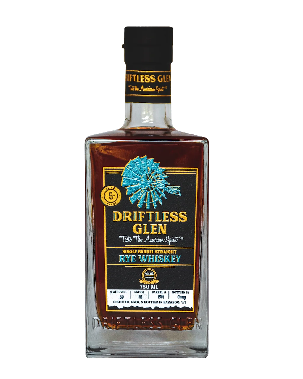 A bottle of Single Barrel Rye (Cask Strength)