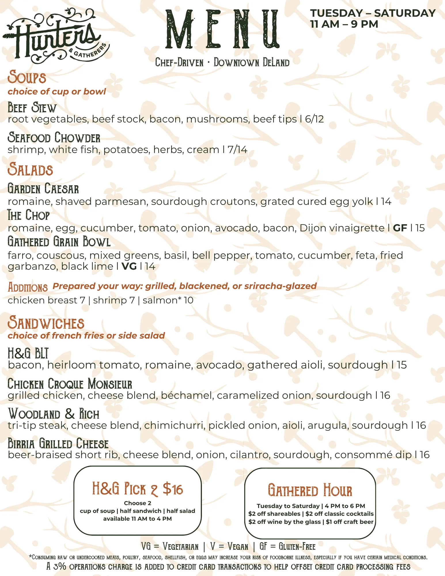 Chef-driven menu featuring gourmet sandwiches and salads