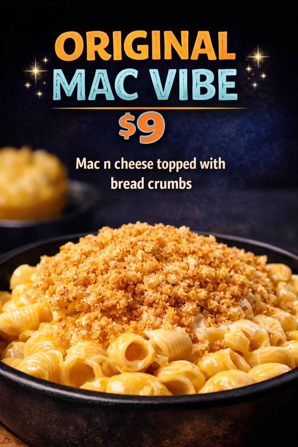 A bowl of creamy macaroni and cheese topped with crispy bread crumbs, creating a delicious and classic comfort food dish.