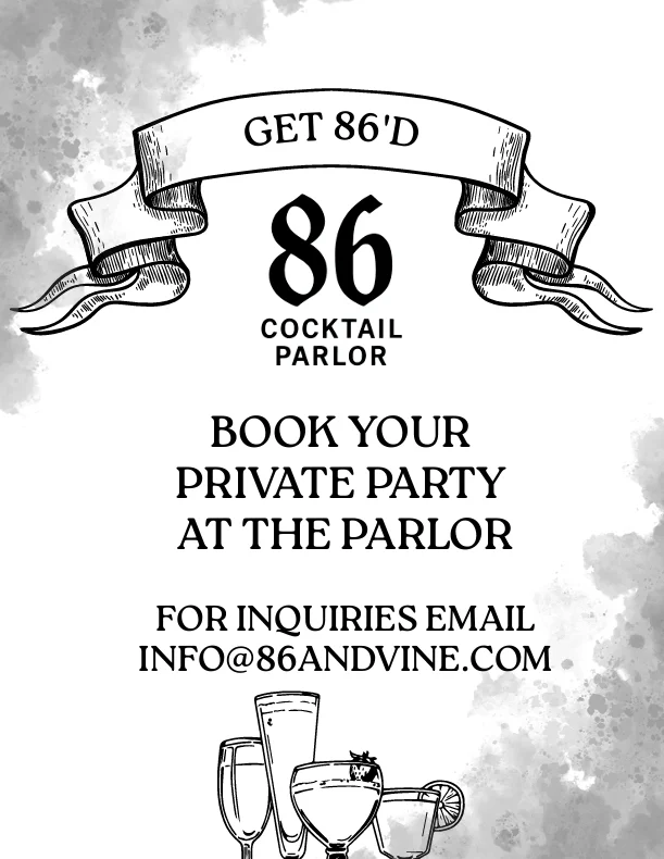 Elegant cocktail parlor invitation for private events