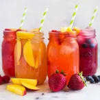 Refreshing fruit-infused beverages in mason jars