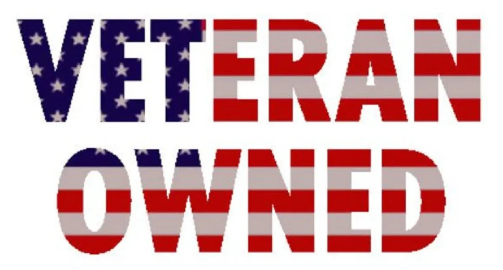 Veteran-owned business sign with American flag design