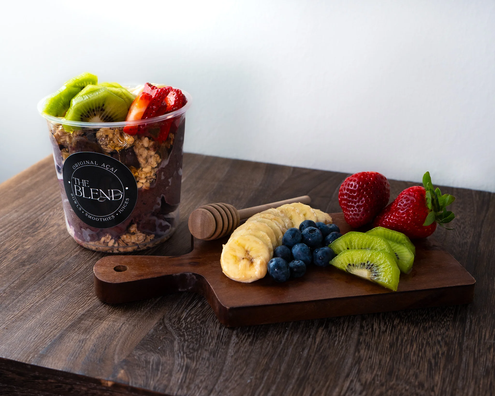 Colorful acai bowl with fresh fruits and granola