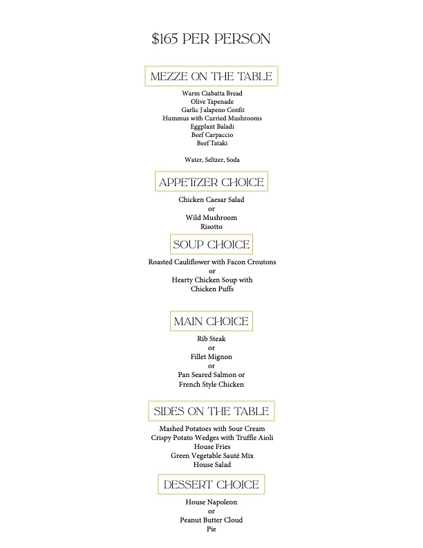 Elegant multi-course dining menu for a fine dining experience