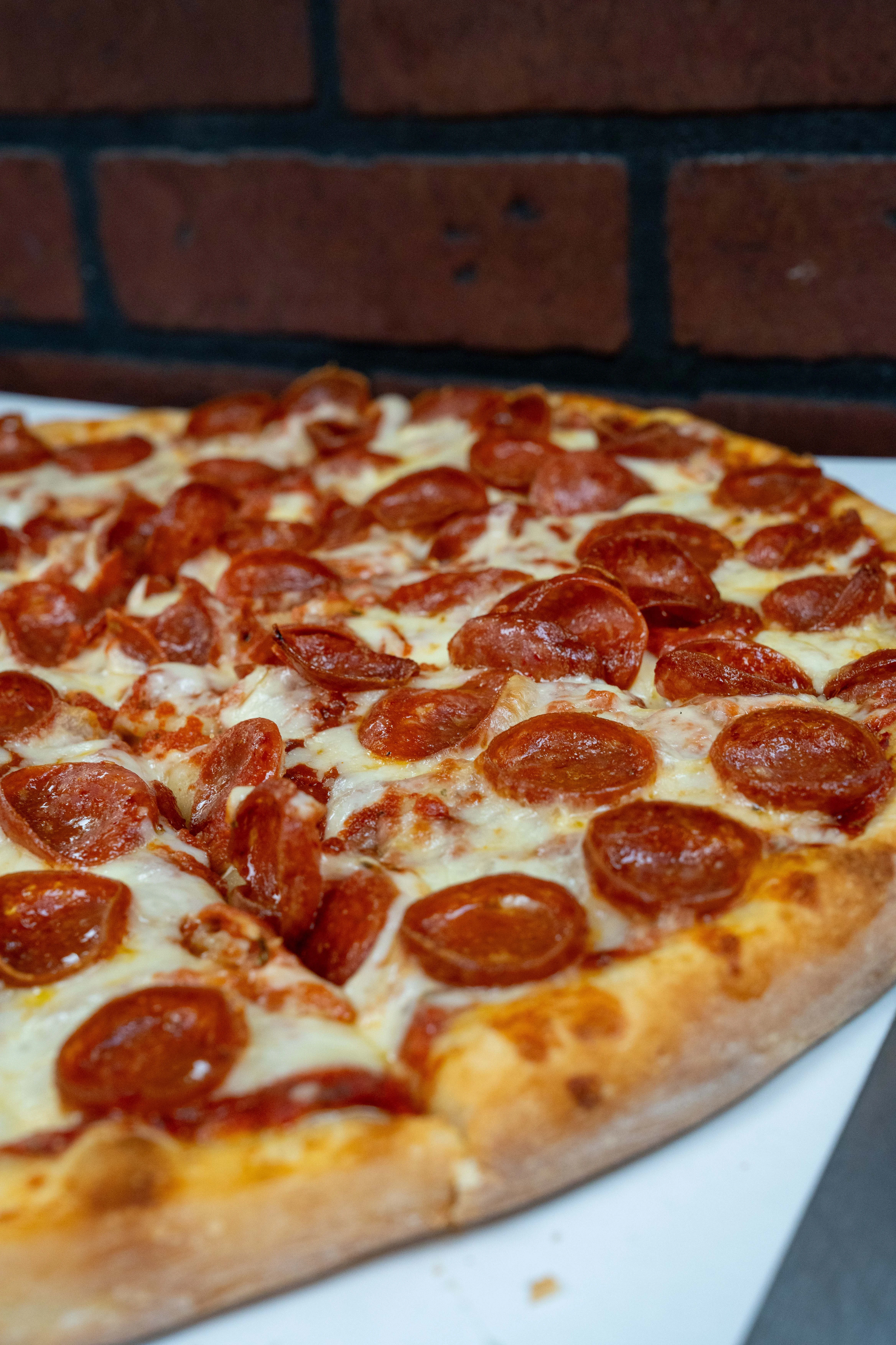 Pepperoni pizza with a crispy crust and melted cheese
